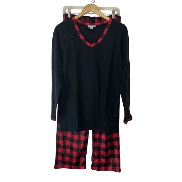 Lanz of Salzburg Pajama Set Red Black Buffalo Plaid Womens Small Sleep Lounge‎ - Picture 1 of 9